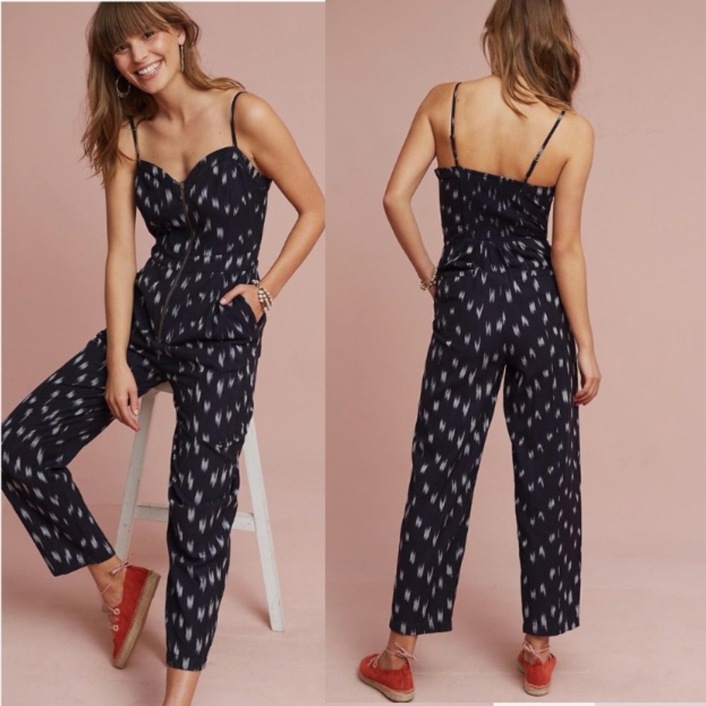 Anthropologie Elevenses Blue Jumpsuit Sz 4